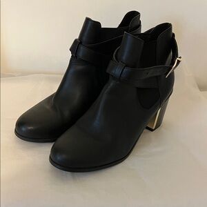 Forever 21 Black Ankle Boots with gold detail